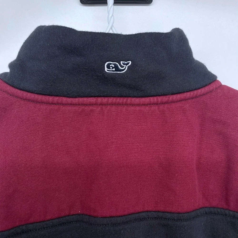 Vineyard Vines Two‎ Tone 1/4 Zip Pullover Sweatshirt Large Black Red